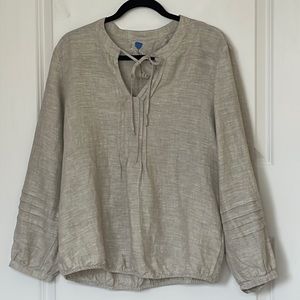 Yuvita Linen Cream Pleated Blouse Boho Small